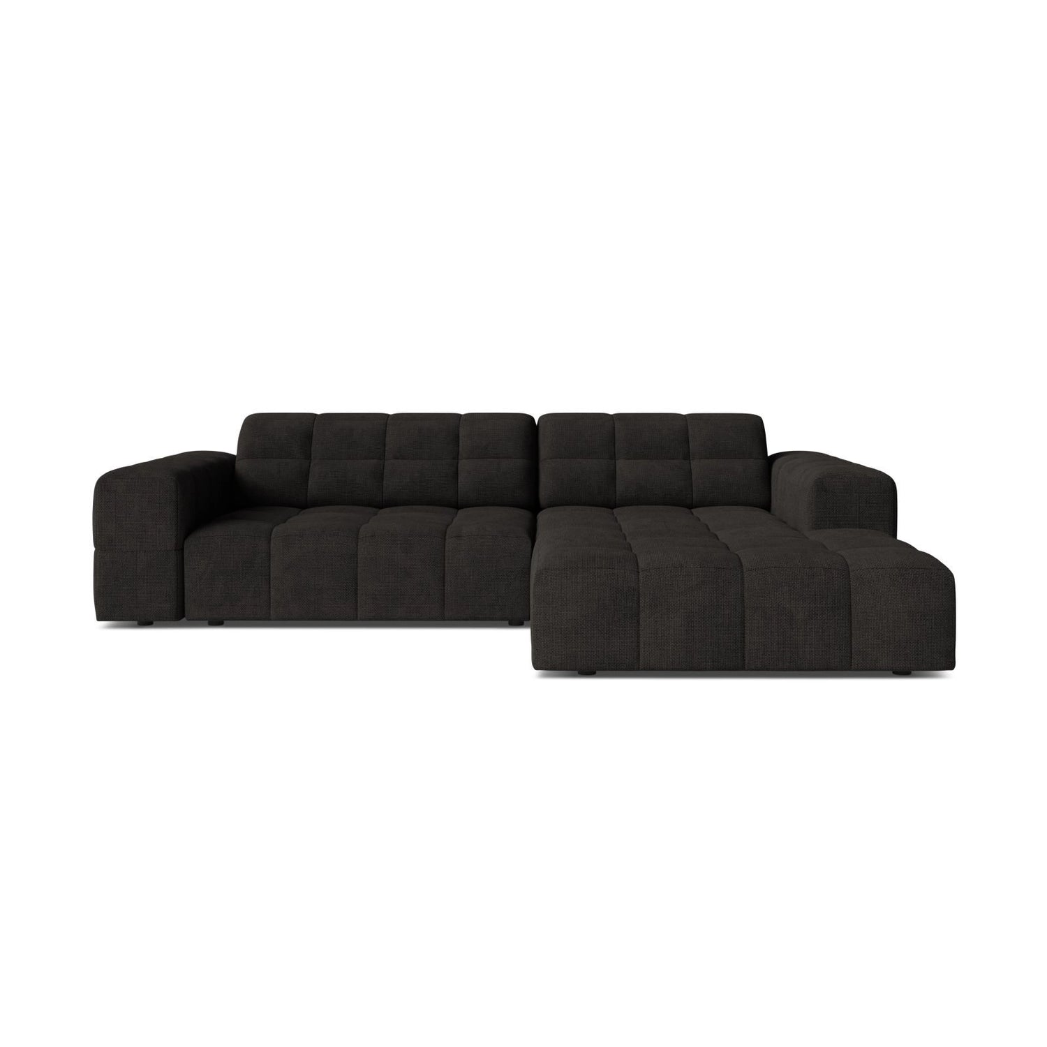 Jennifer 4-Sitzer Ecksofa, Rechte Seite, aus Chenille in Anthrazit (Eden 21 Black), 234x167 cm von Micadoni – Bild 1