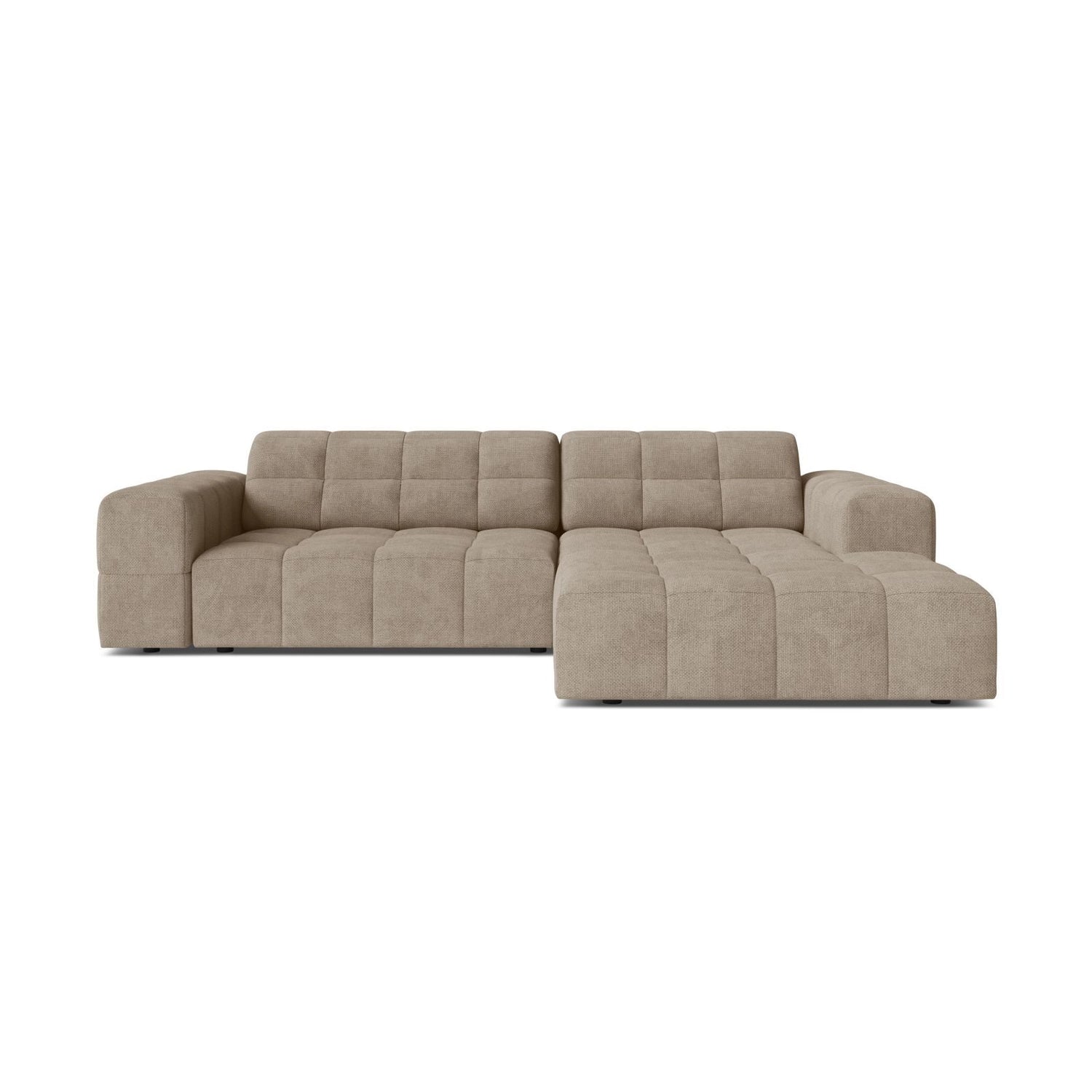 Jennifer 4-Sitzer Ecksofa, Rechte Seite, aus Chenille in Dunkelbeige (Eden 4 Beige), 234x167 cm von Micadoni – Bild 1