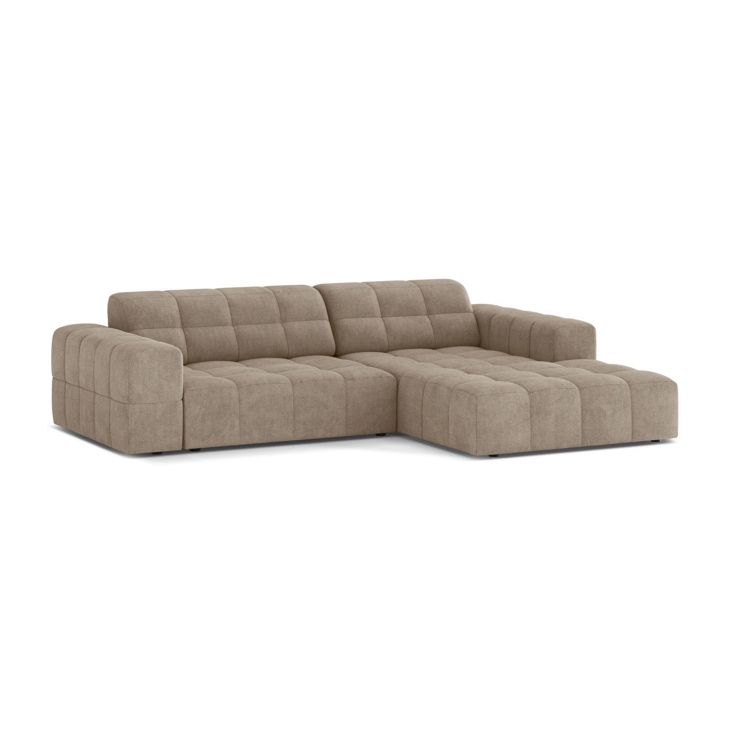 Jennifer 4-Sitzer Ecksofa, Rechte Seite, aus Chenille in Dunkelbeige (Eden 4 Beige), 234x167 cm von Micadoni – Bild 3