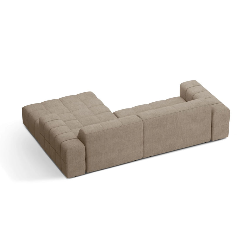 Jennifer 4-Sitzer Ecksofa, Rechte Seite, aus Chenille in Dunkelbeige (Eden 4 Beige), 234x167 cm von Micadoni – Bild 4