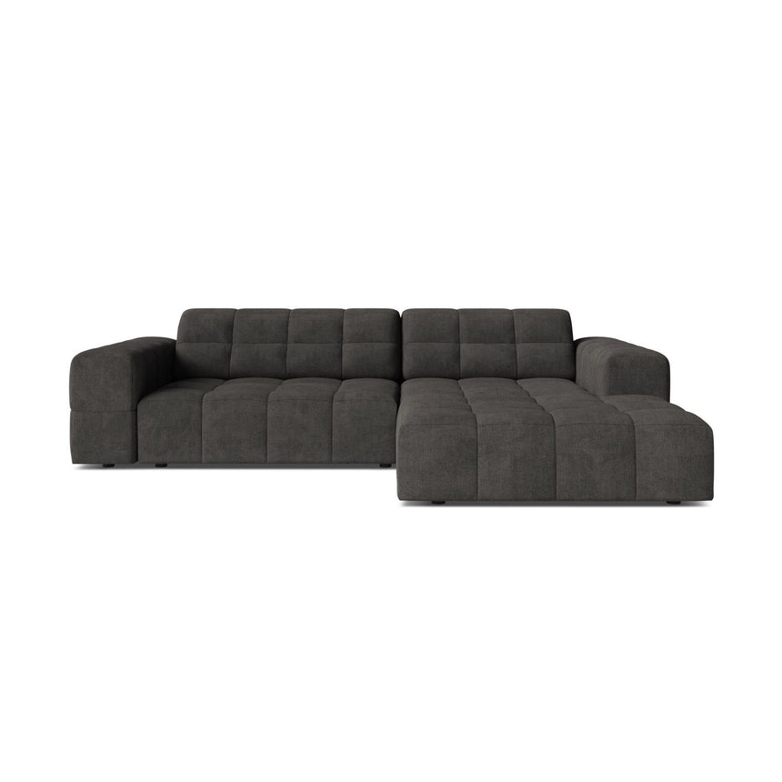 Jennifer 4-Sitzer Ecksofa, Rechte Seite, aus Chenille in Dunkelgrau (Eden 20 Graphite), 234x167 cm von Micadoni – Bild 1