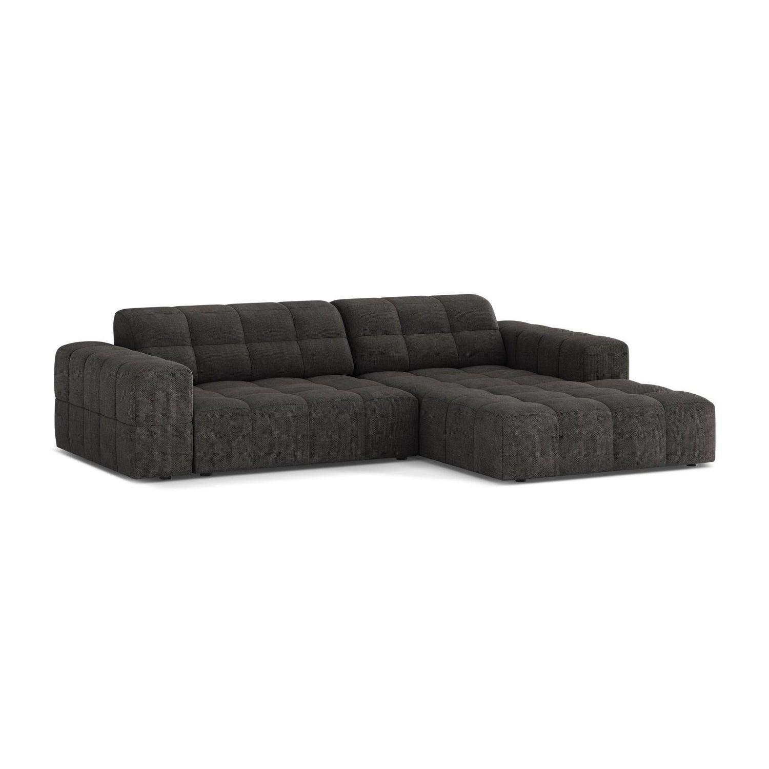 Jennifer 4-Sitzer Ecksofa, Rechte Seite, aus Chenille in Dunkelgrau (Eden 20 Graphite), 234x167 cm von Micadoni – Bild 3