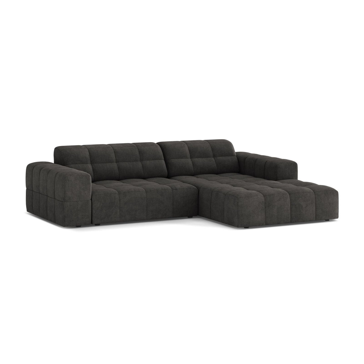 Jennifer 4-Sitzer Ecksofa, Rechte Seite, aus Chenille in Dunkelgrau (Eden 20 Graphite), 234x167 cm von Micadoni – Bild 3