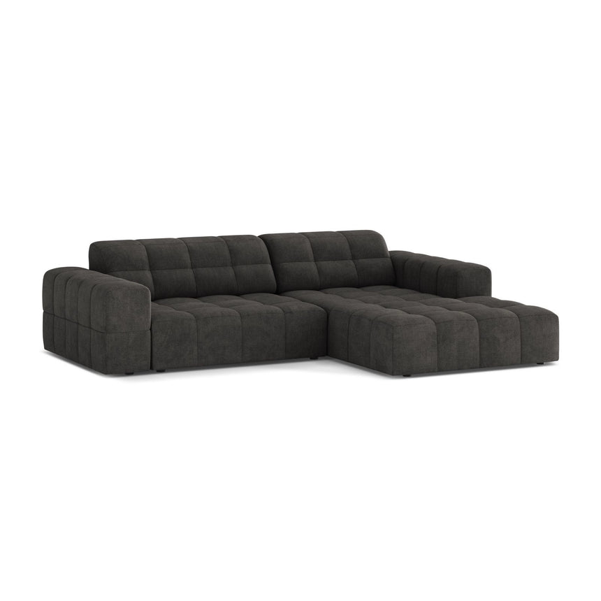 Jennifer 4-Sitzer Ecksofa, Rechte Seite, aus Chenille in Dunkelgrau (Eden 20 Graphite), 234x167 cm von Micadoni – Bild 3