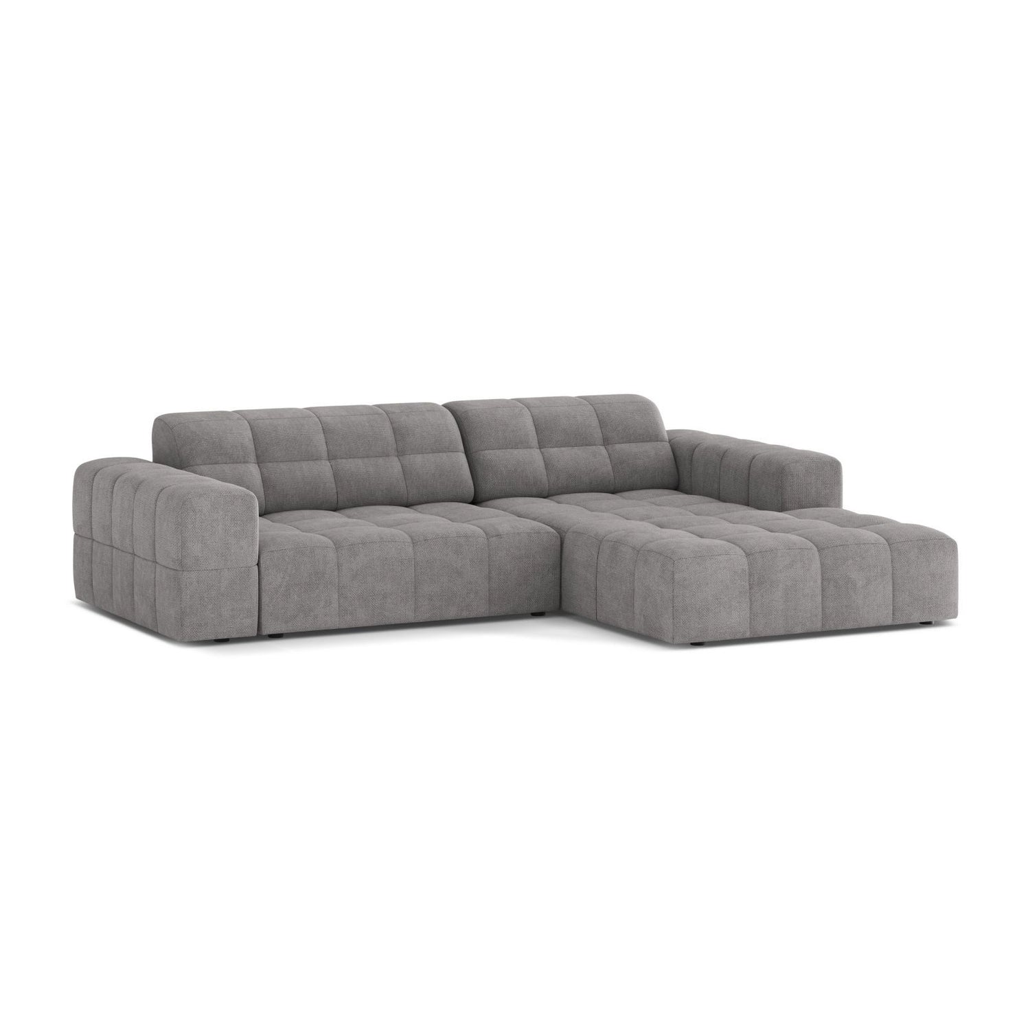 Jennifer 4-Sitzer Ecksofa, Rechte Seite, aus Chenille in Hellgrau (Eden 18 Grey), 234x167 cm von Micadoni – Bild 3