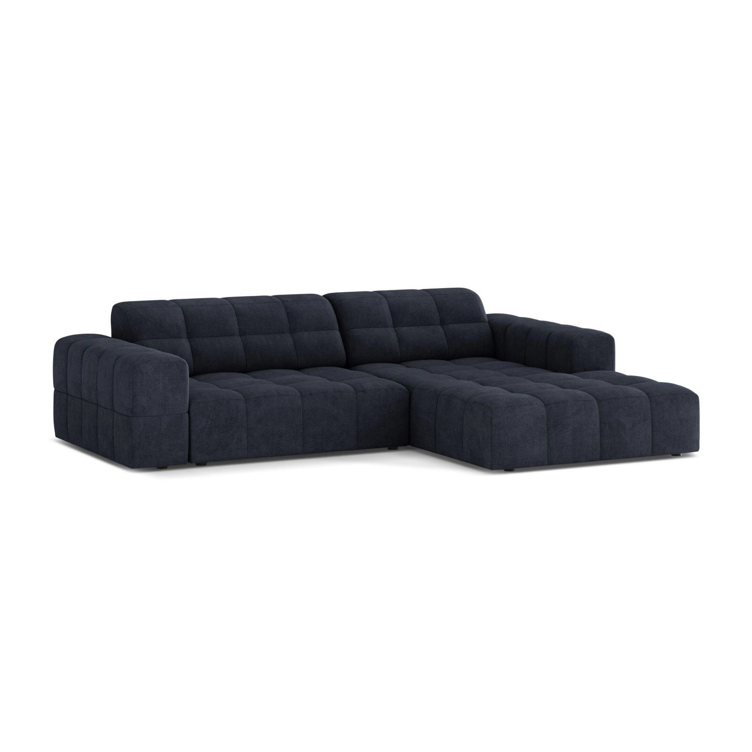Jennifer 4-Sitzer Ecksofa, Rechte Seite, aus Chenille in Marineblau (Eden 16 Deep Blue), 234x167 cm von Micadoni – Bild 3
