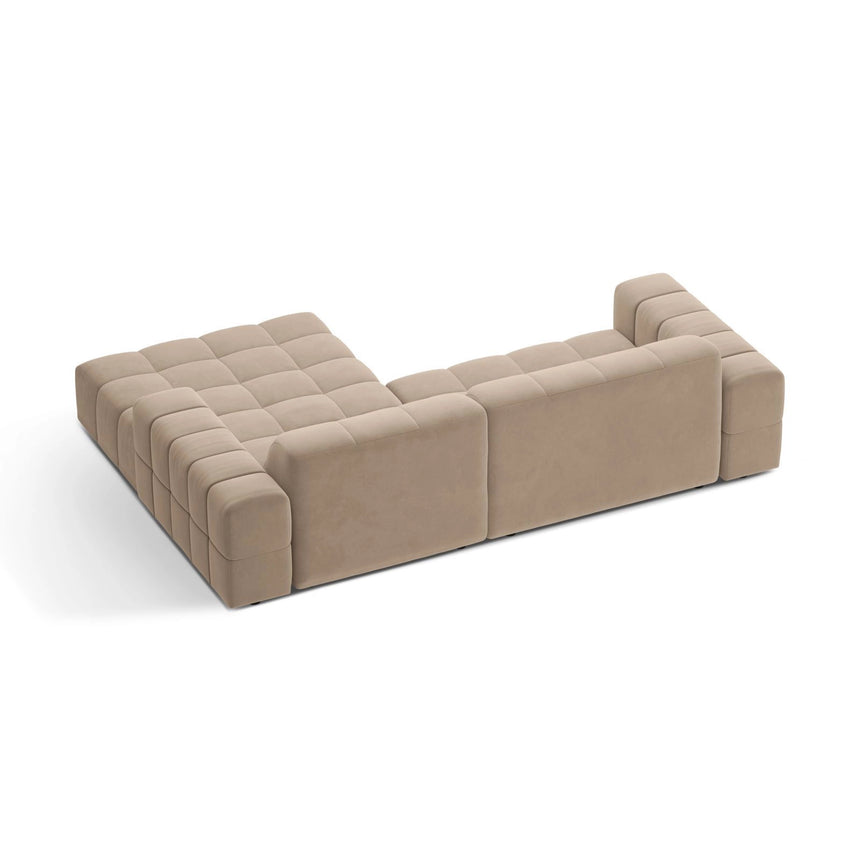 Jennifer 4-Sitzer Ecksofa, Rechte Seite, aus Samt in Beige (Venus 2928), 234x167 cm von Micadoni – Bild 4