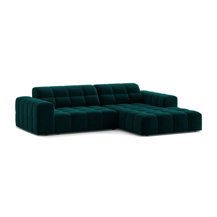 Jennifer 4-Sitzer Ecksofa, Rechte Seite, aus Samt in Deep Petrol (Venus 2911), 234x167 cm von Micadoni – Bild 3