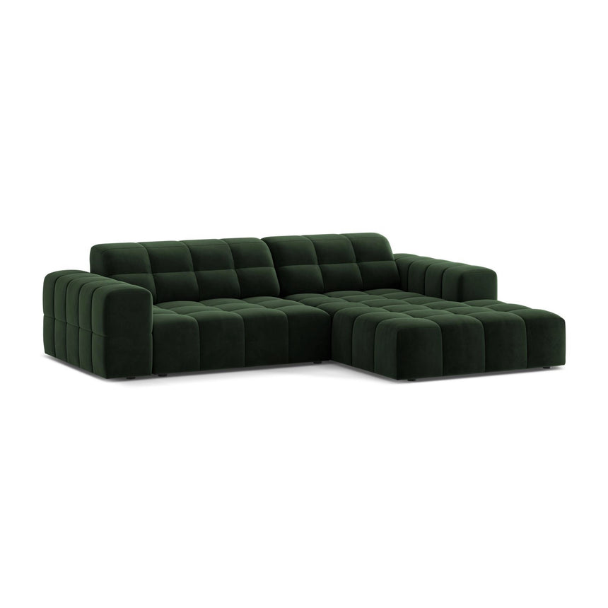 Jennifer 4-Sitzer Ecksofa, Rechte Seite, aus Samt in Flaschengrün (Venus 2940), 234x167 cm von Micadoni – Bild 3