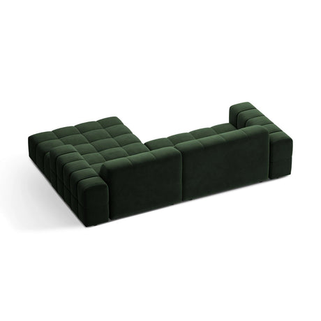 Jennifer 4-Sitzer Ecksofa, Rechte Seite, aus Samt in Flaschengrün (Venus 2940), 234x167 cm von Micadoni – Bild 4