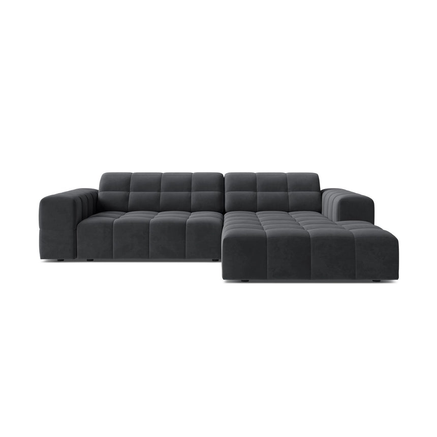 Jennifer 4-Sitzer Ecksofa, Rechte Seite, aus Samt in Grau (Bluvel 14), 234x167 cm von Micadoni – Bild 1
