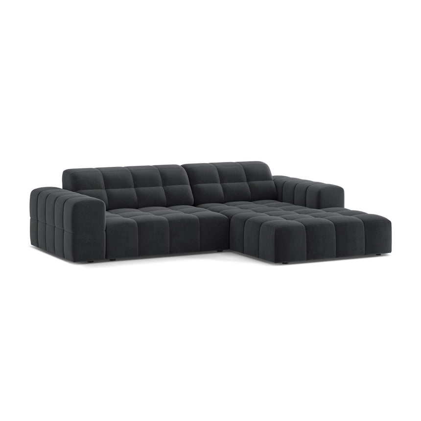 Jennifer 4-Sitzer Ecksofa, Rechte Seite, aus Samt in Grau (Bluvel 14), 234x167 cm von Micadoni – Bild 3
