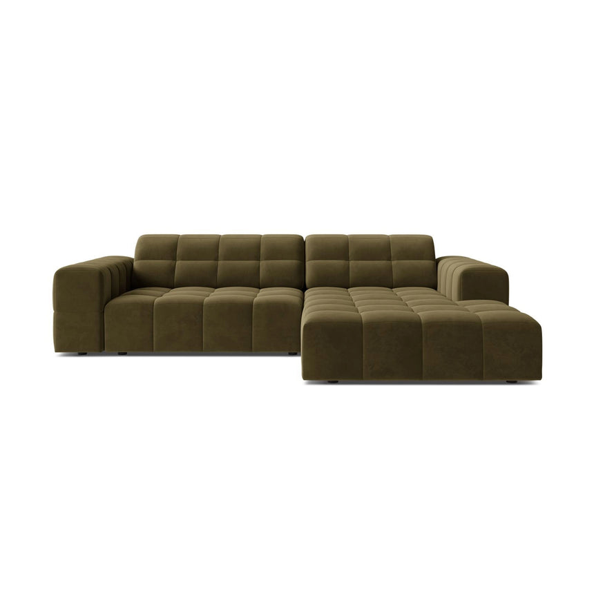 Jennifer 4-Sitzer Ecksofa, Rechte Seite, aus Samt in Grün (Bluvel 77), 234x167 cm von Micadoni – Bild 1