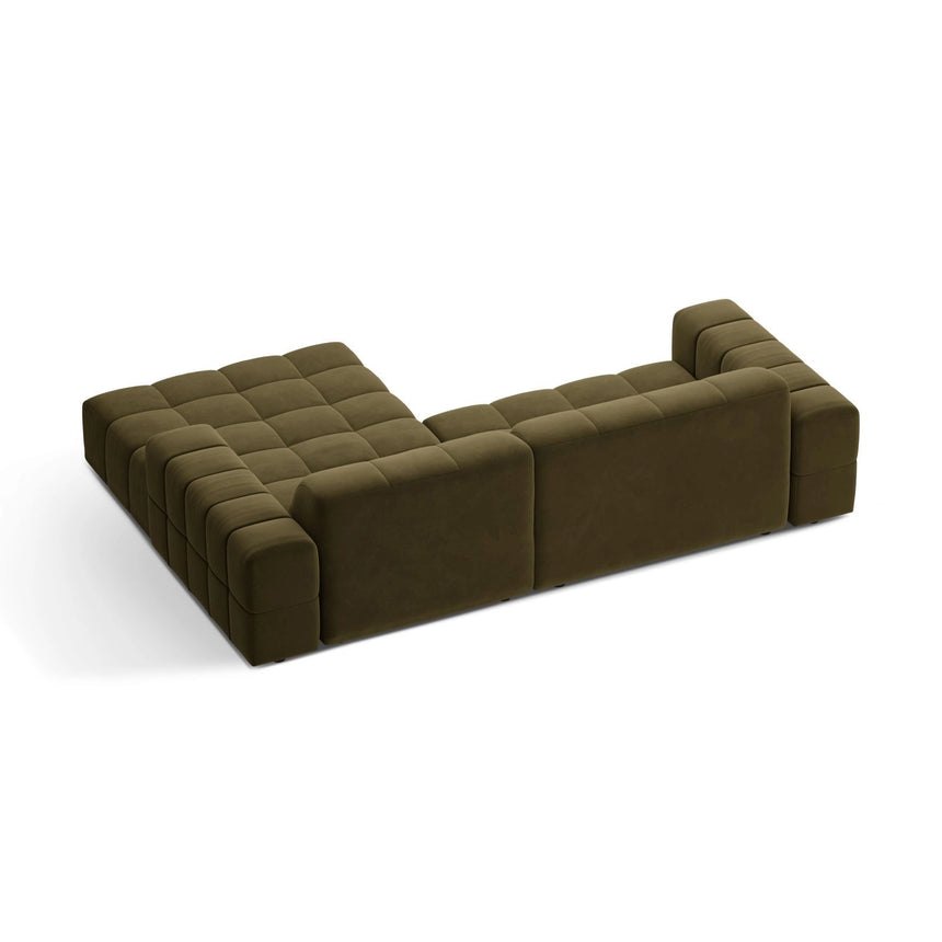 Jennifer 4-Sitzer Ecksofa, Rechte Seite, aus Samt in Grün (Bluvel 77), 234x167 cm von Micadoni – Bild 4