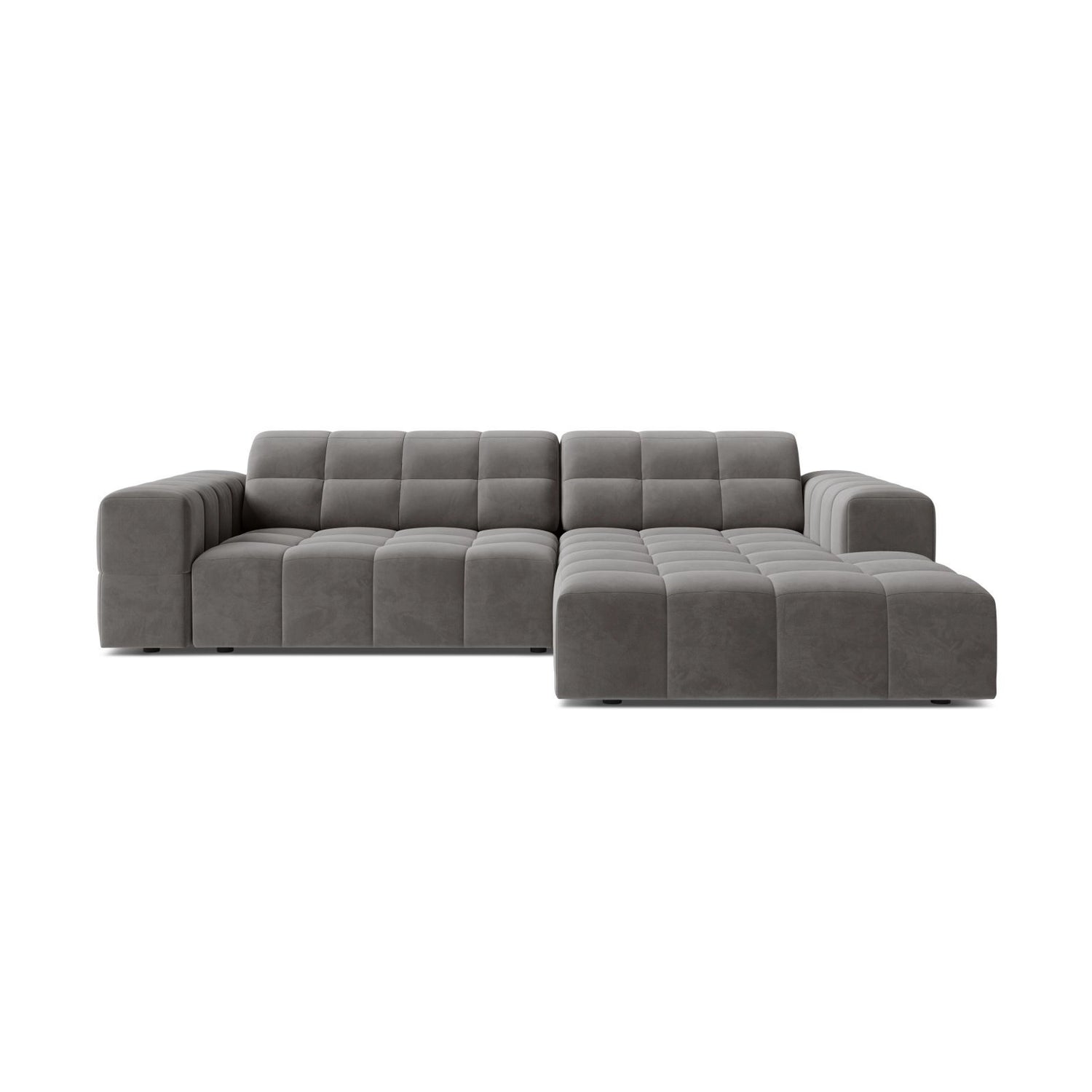 Jennifer 4-Sitzer Ecksofa, Rechte Seite, aus Samt in Hellgrau (Bluvel 13), 234x167 cm von Micadoni – Bild 1