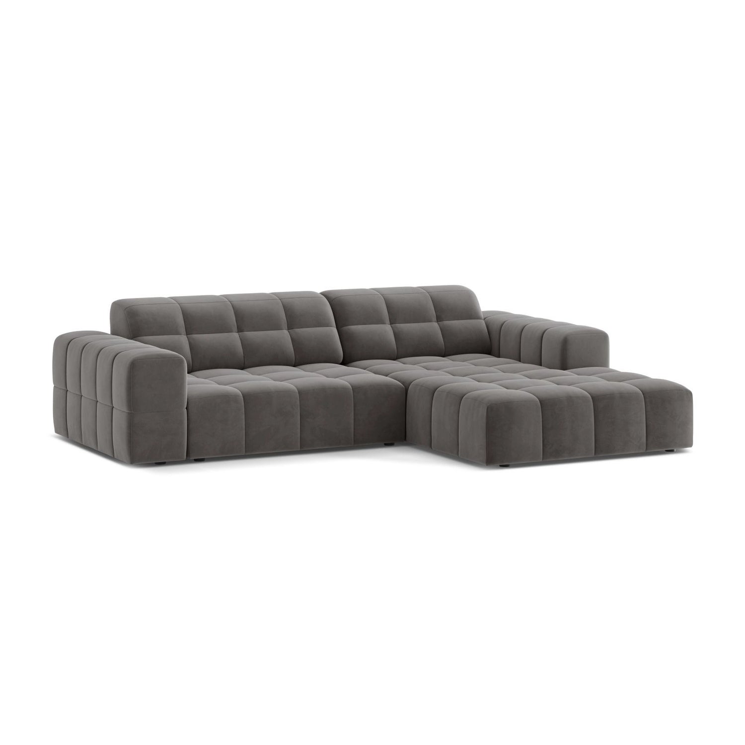 Jennifer 4-Sitzer Ecksofa, Rechte Seite, aus Samt in Hellgrau (Bluvel 13), 234x167 cm von Micadoni – Bild 3