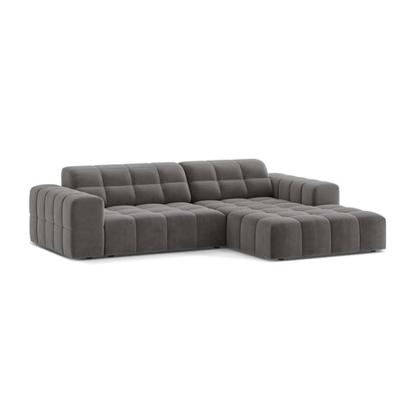 Jennifer 4-Sitzer Ecksofa, Rechte Seite, aus Samt in Hellgrau (Bluvel 13), 234x167 cm von Micadoni – Bild 3