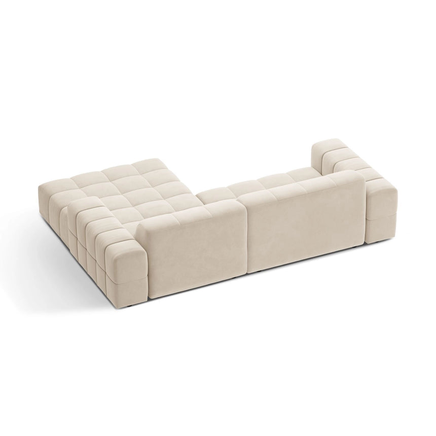 Jennifer 4-Sitzer Ecksofa, Rechte Seite, aus Samt in Leichtes Beige (Bluvel 22), 234x167 cm von Micadoni – Bild 4