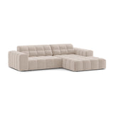 Jennifer 4-Sitzer Ecksofa, Rechte Seite, aus Samt in Leichtes Beige (Venus 2927), 234x167 cm von Micadoni – Bild 3