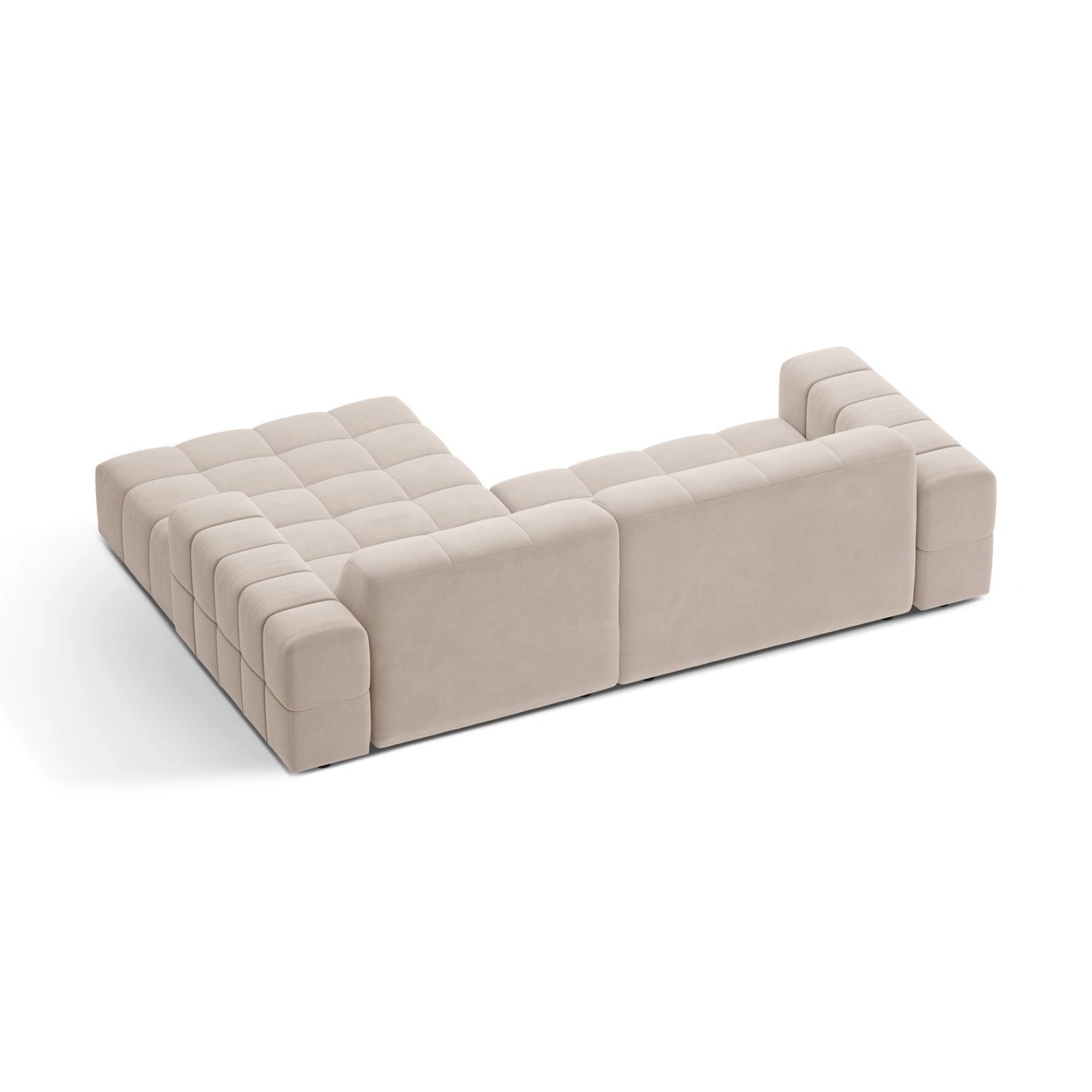 Jennifer 4-Sitzer Ecksofa, Rechte Seite, aus Samt in Leichtes Beige (Venus 2927), 234x167 cm von Micadoni – Bild 4