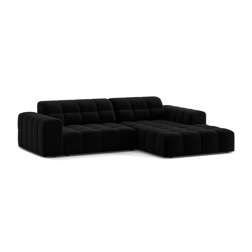 Jennifer 4-Sitzer Ecksofa, Rechte Seite, aus Samt in Schwarz (Bluvel 19), 234x167 cm von Micadoni – Bild 3