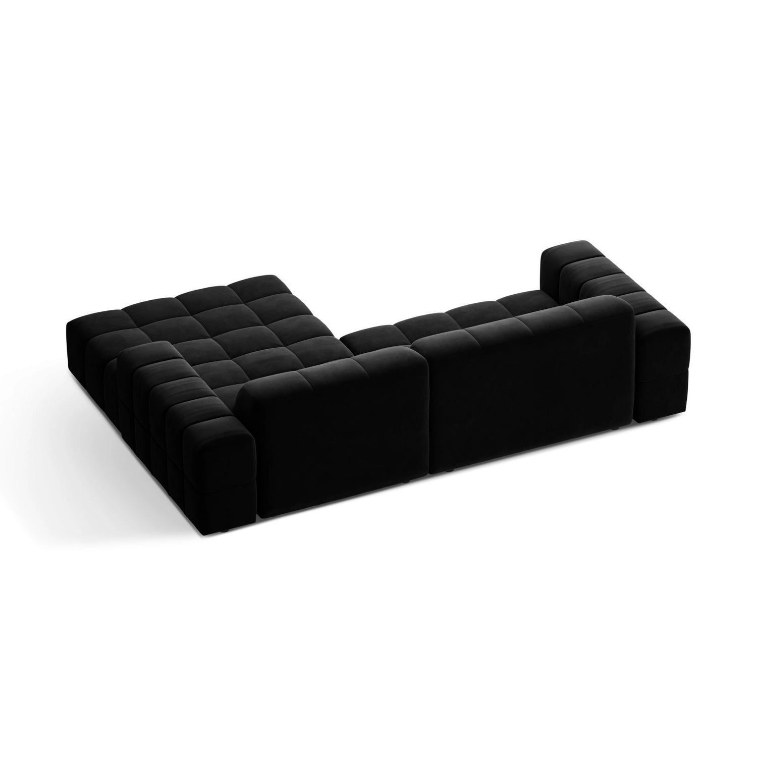 Jennifer 4-Sitzer Ecksofa, Rechte Seite, aus Samt in Schwarz (Venus 2923), 234x167 cm von Micadoni – Bild 4