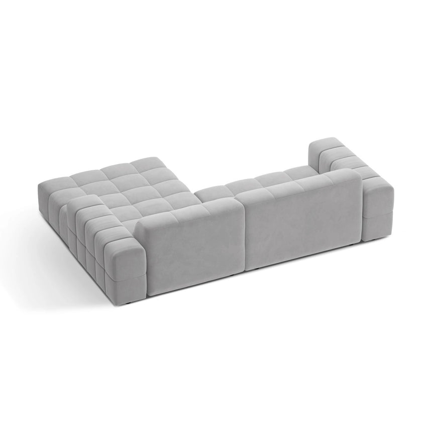 Jennifer 4-Sitzer Ecksofa, Rechte Seite, aus Samt in Silber (Bluvel 03), 234x167 cm von Micadoni – Bild 4