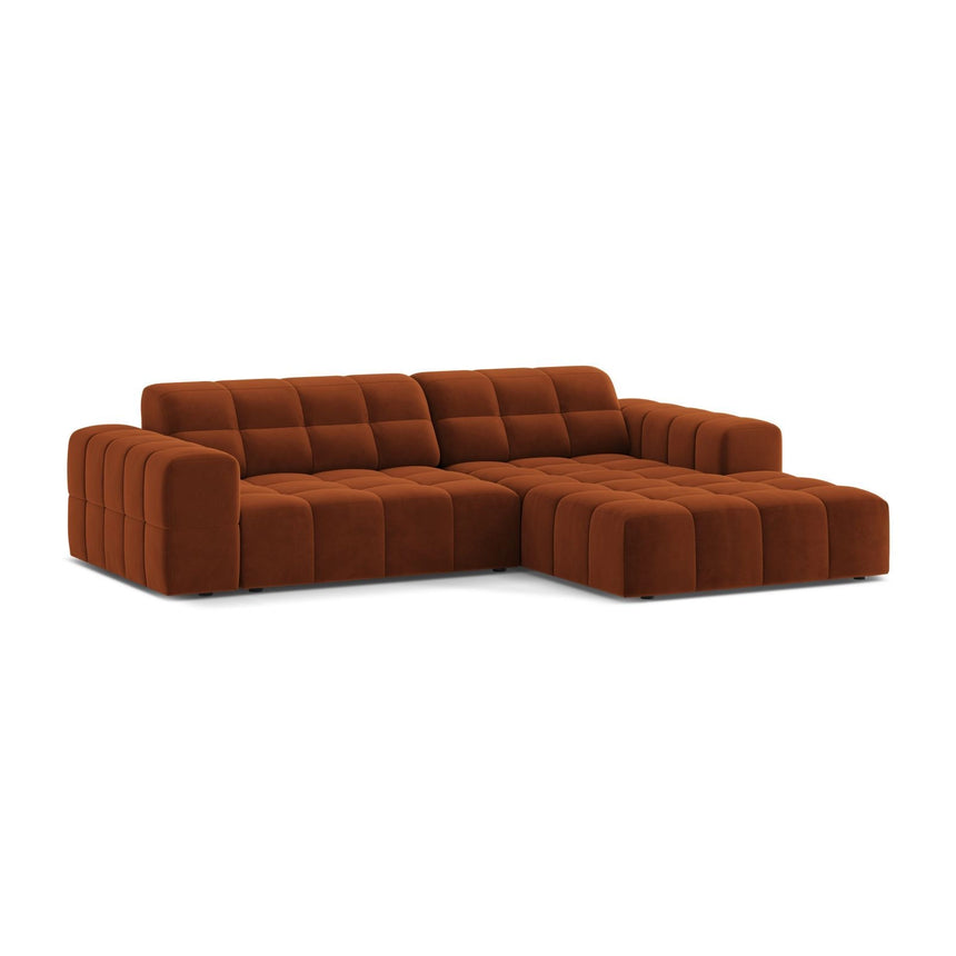 Jennifer 4-Sitzer Ecksofa, Rechte Seite, aus Samt in Terrakotta (Bluvel 4215), 234x167 cm von Micadoni – Bild 3