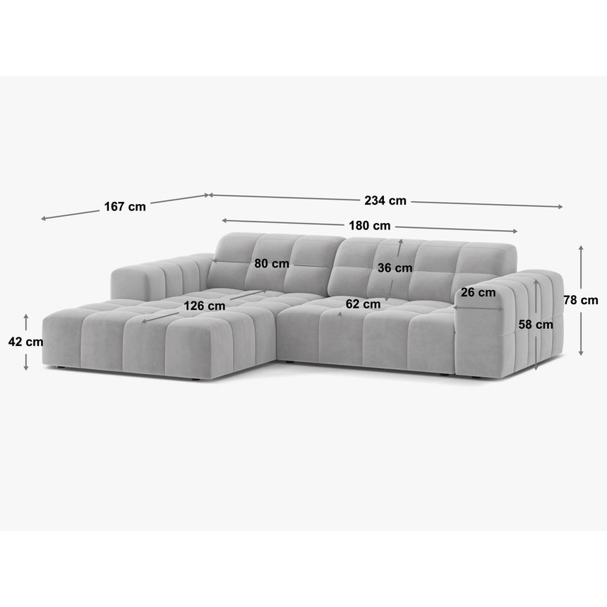 Jennifer 4-Sitzer Ecksofa, Rechte Seite, aus Samt oder Chenille, 234x167 cm von Micadoni – Bild 2