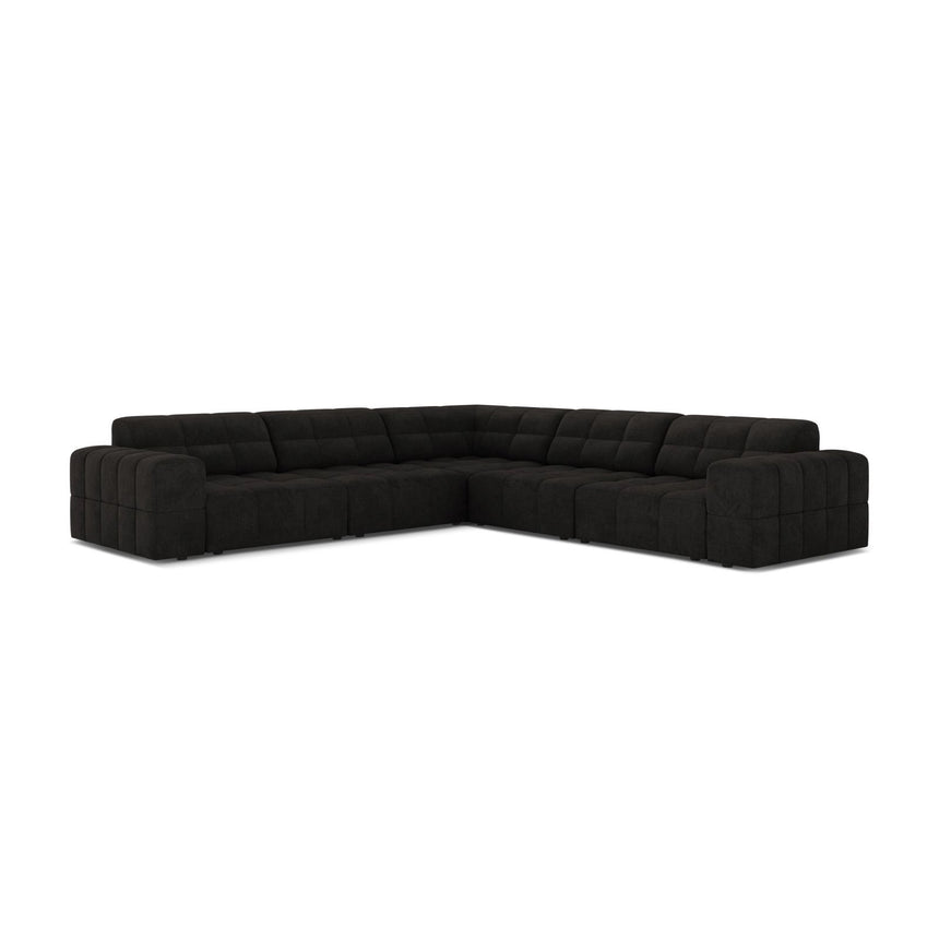 Jennifer 7-Sitzer Ecksofa, Symmetrisch, aus Chenille in Anthrazit (Eden 21 Black), 285x285 cm von Micadoni – Bild 1