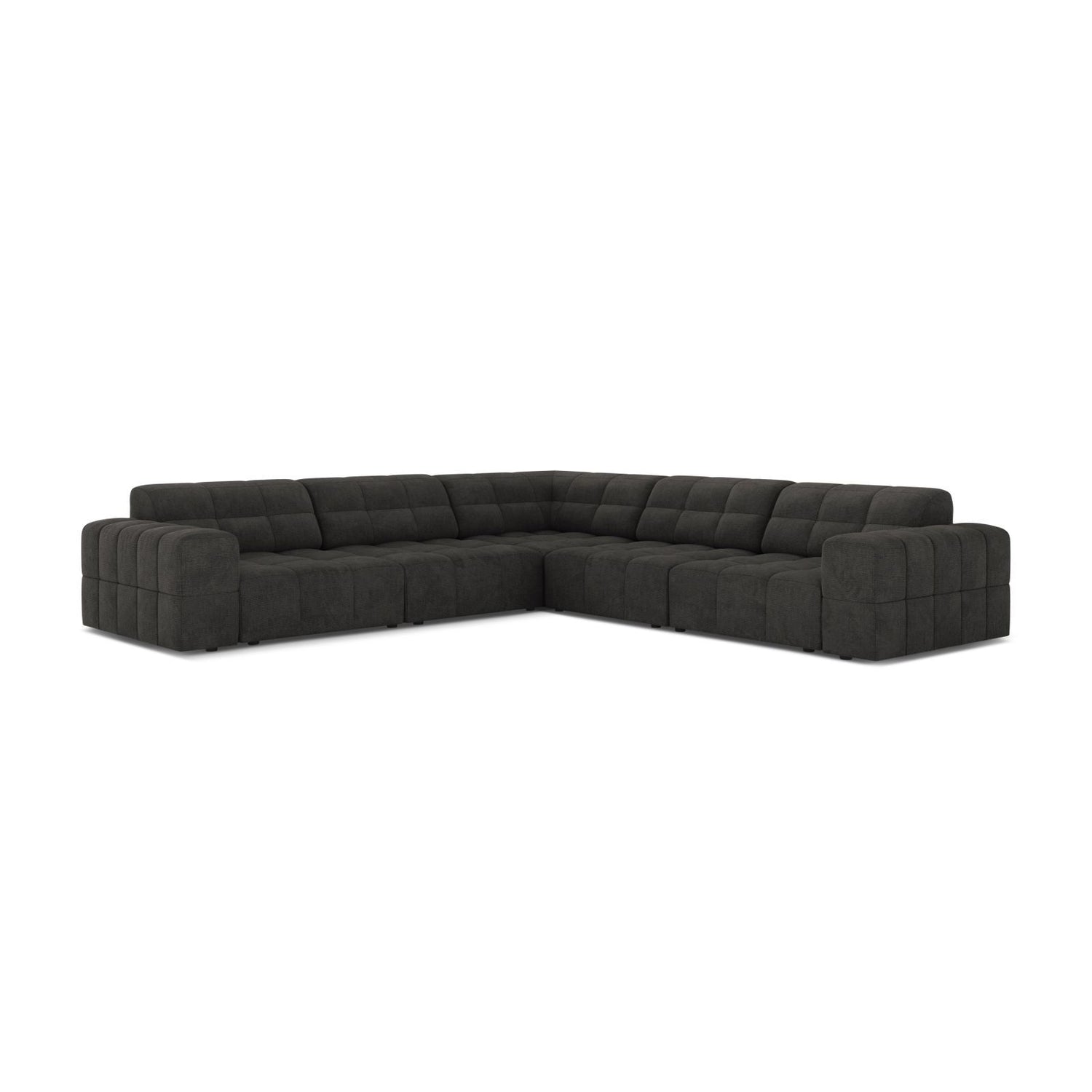 Jennifer 7-Sitzer Ecksofa, Symmetrisch, aus Chenille in Dunkelgrau (Eden 20 Graphite), 285x285 cm von Micadoni – Bild 1