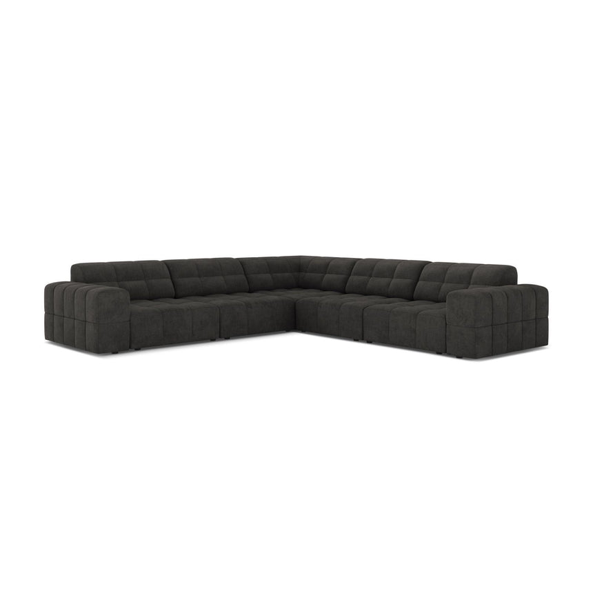 Jennifer 7-Sitzer Ecksofa, Symmetrisch, aus Chenille in Dunkelgrau (Eden 20 Graphite), 285x285 cm von Micadoni – Bild 1