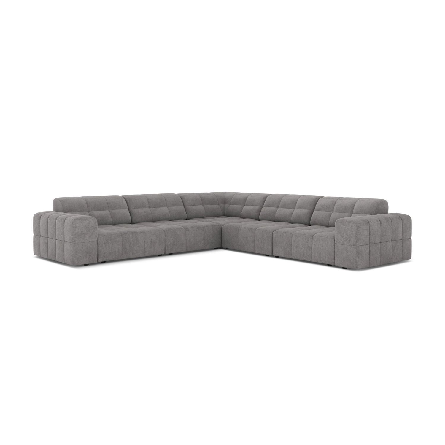 Jennifer 7-Sitzer Ecksofa, Symmetrisch, aus Chenille in Hellgrau (Eden 18 Grey), 285x285 cm von Micadoni – Bild 1