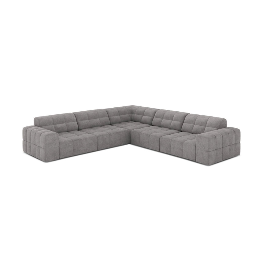 Jennifer 7-Sitzer Ecksofa, Symmetrisch, aus Chenille in Hellgrau (Eden 18 Grey), 285x285 cm von Micadoni – Bild 3