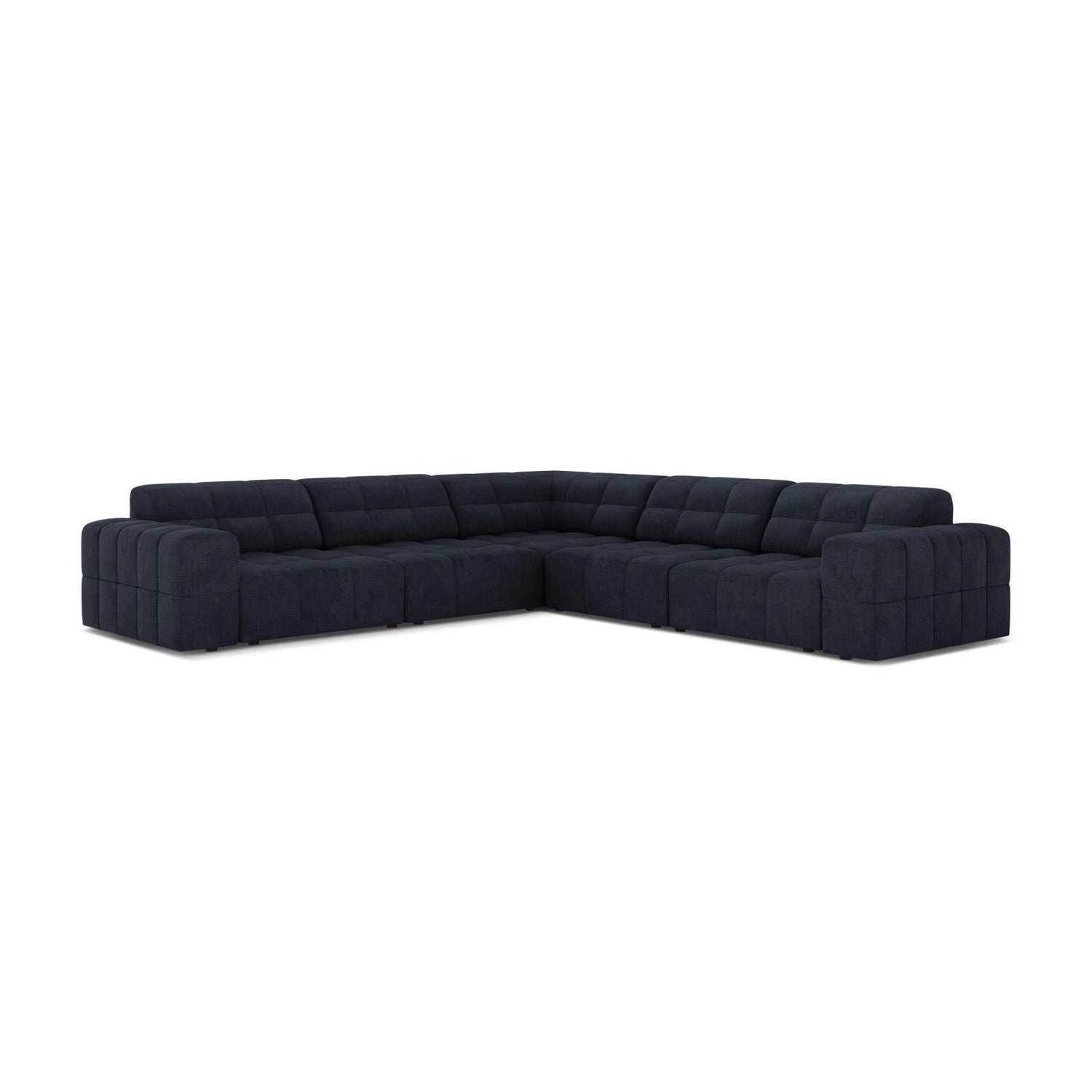 Jennifer 7-Sitzer Ecksofa, Symmetrisch, aus Chenille in Marineblau (Eden 16 Deep Blue), 285x285 cm von Micadoni – Bild 1