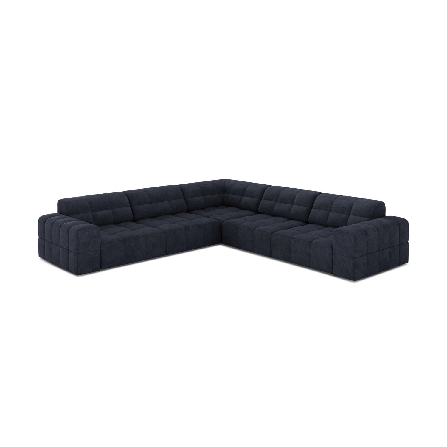Jennifer 7-Sitzer Ecksofa, Symmetrisch, aus Chenille in Marineblau (Eden 16 Deep Blue), 285x285 cm von Micadoni – Bild 3
