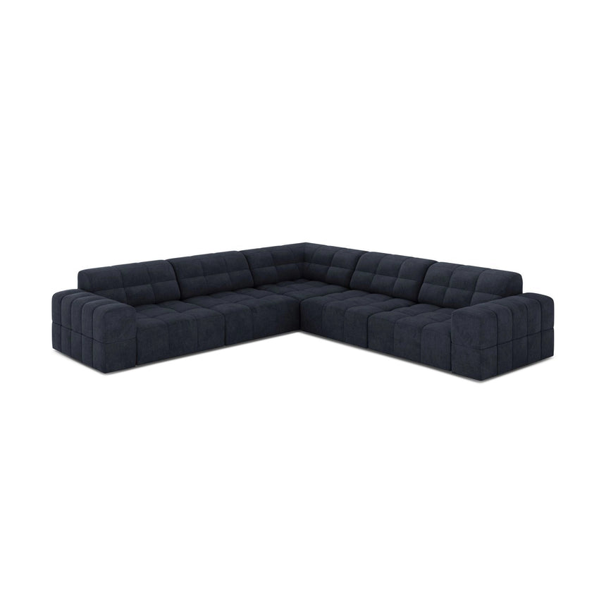 Jennifer 7-Sitzer Ecksofa, Symmetrisch, aus Chenille in Marineblau (Eden 16 Deep Blue), 285x285 cm von Micadoni – Bild 3
