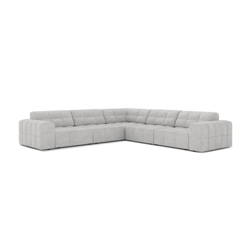 Jennifer 7-Sitzer Ecksofa, Symmetrisch, aus Chenille in Silber (Eden 17 Silver), 285x285 cm von Micadoni – Bild 1