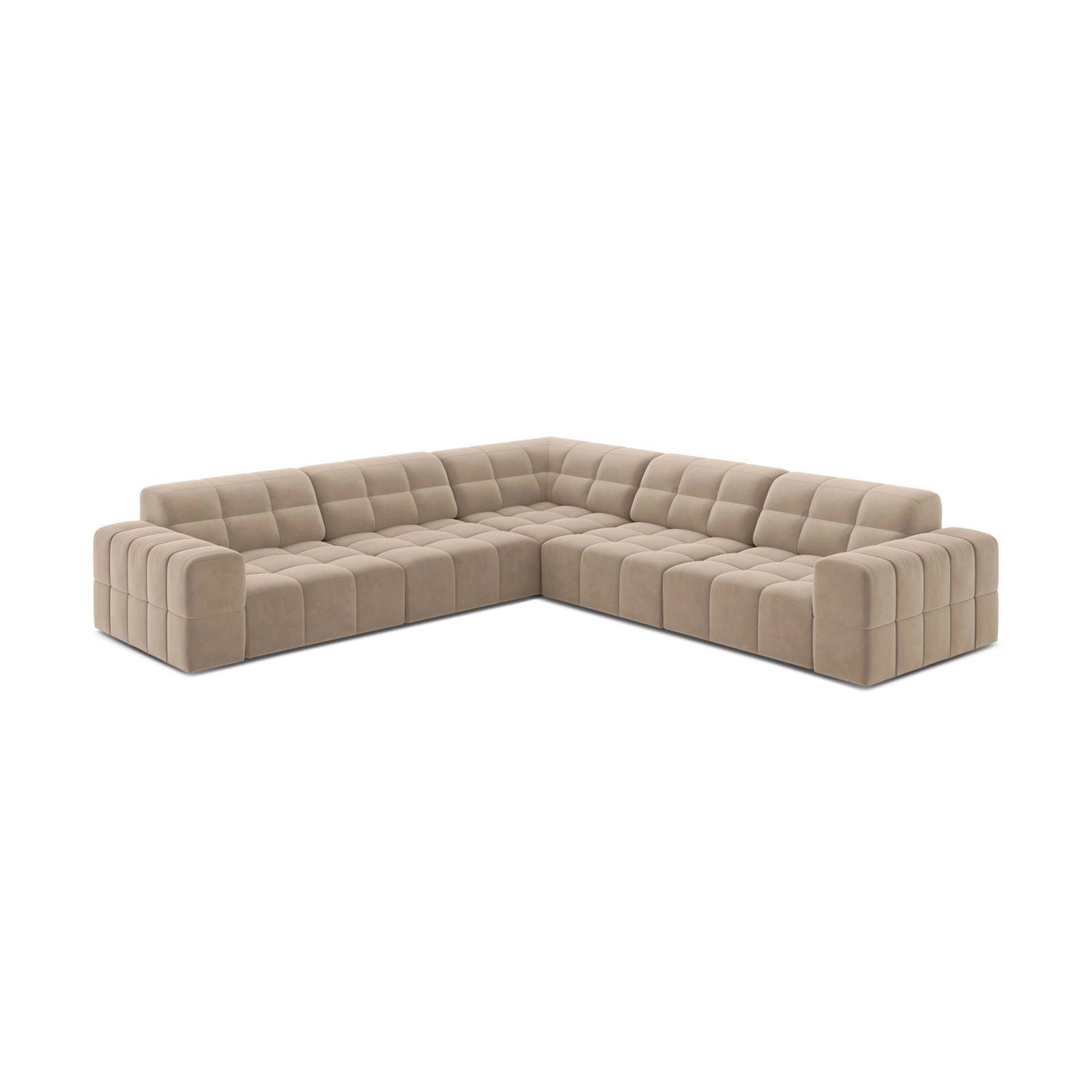 Jennifer 7-Sitzer Ecksofa, Symmetrisch, aus Samt in Beige (Venus 2928), 285x285 cm von Micadoni – Bild 3