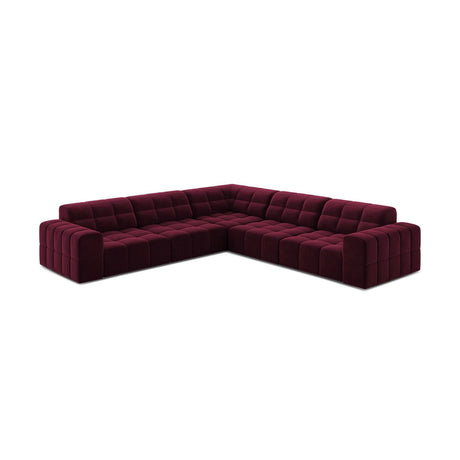 Jennifer 7-Sitzer Ecksofa, Symmetrisch, aus Samt in Burgundy (Venus 2932), 285x285 cm von Micadoni – Bild 3