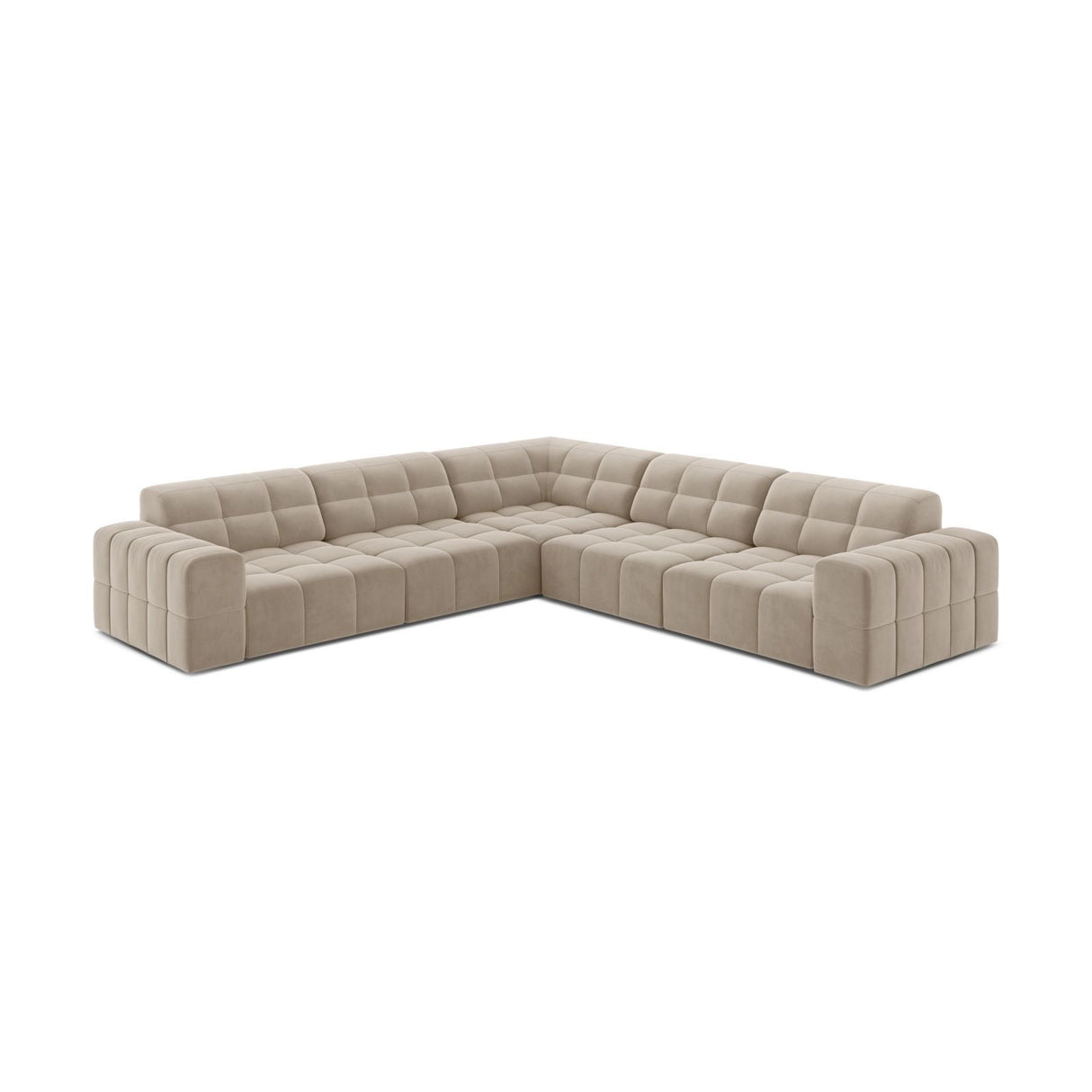 Jennifer 7-Sitzer Ecksofa, Symmetrisch, aus Samt in Dunkelbeige (Bluvel 30), 285x285 cm von Micadoni – Bild 3