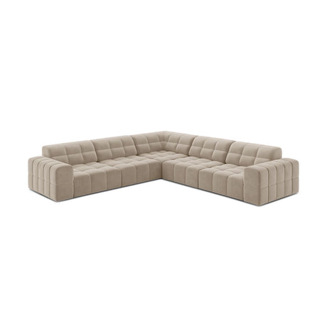 Jennifer 7-Sitzer Ecksofa, Symmetrisch, aus Samt in Dunkelbeige (Bluvel 30), 285x285 cm von Micadoni – Bild 3