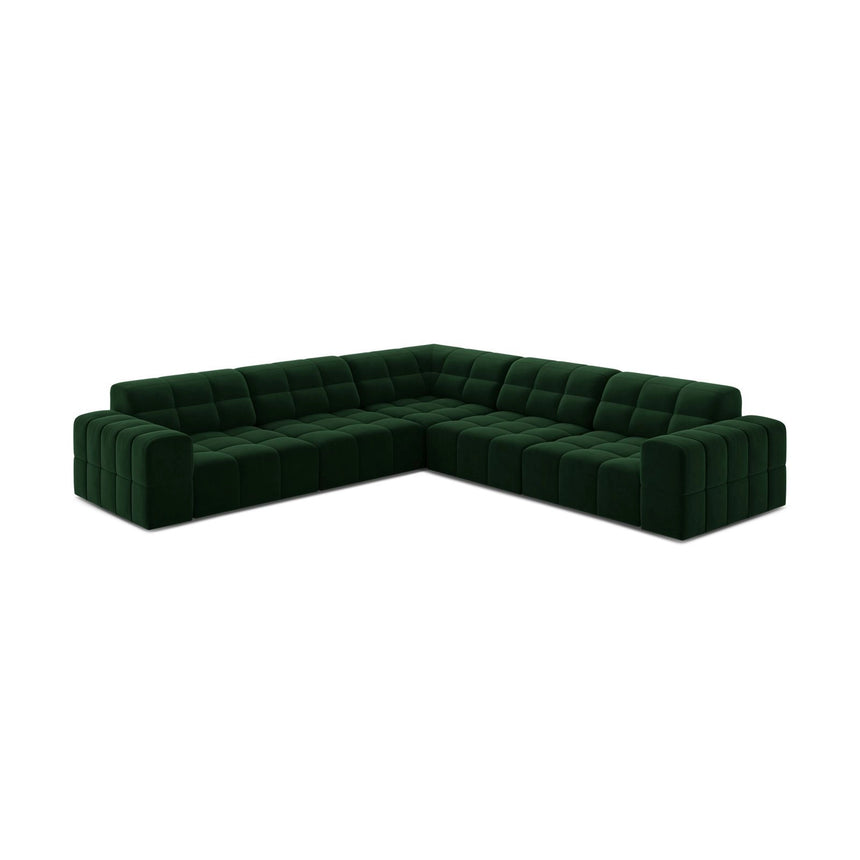 Jennifer 7-Sitzer Ecksofa, Symmetrisch, aus Samt in Flaschengrün (Bluvel 78), 285x285 cm von Micadoni – Bild 3