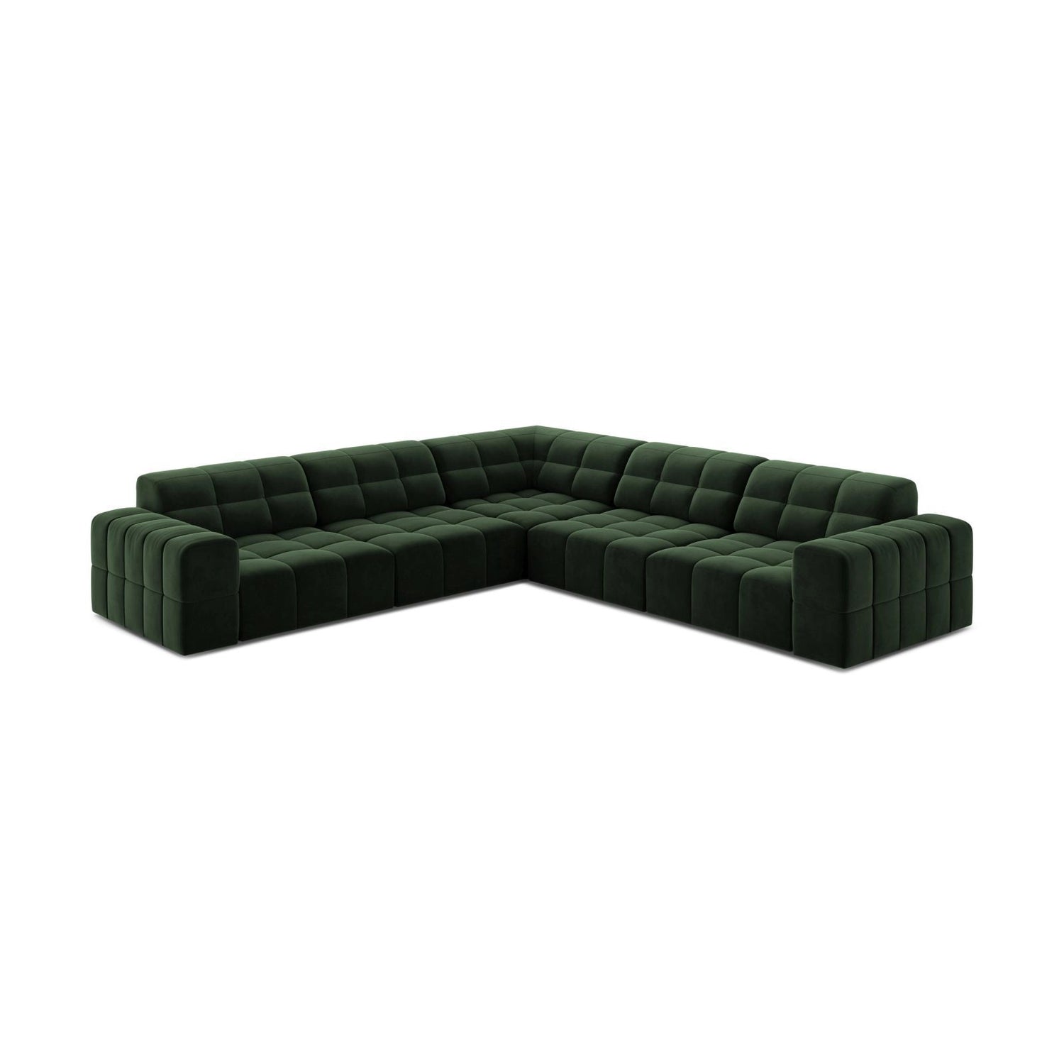 Jennifer 7-Sitzer Ecksofa, Symmetrisch, aus Samt in Flaschengrün (Venus 2940), 285x285 cm von Micadoni – Bild 3