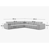Jennifer 7-Sitzer Ecksofa, Symmetrisch, aus Samt in Gelb (Venus 2917), 285x285 cm von Micadoni – Bild 2