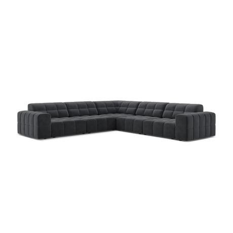 Jennifer 7-Sitzer Ecksofa, Symmetrisch, aus Samt in Grau (Bluvel 14), 285x285 cm von Micadoni – Bild 1