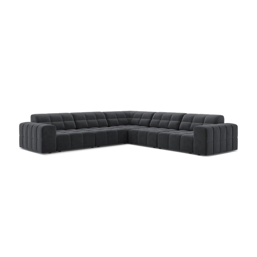 Jennifer 7-Sitzer Ecksofa, Symmetrisch, aus Samt in Grau (Bluvel 14), 285x285 cm von Micadoni – Bild 1