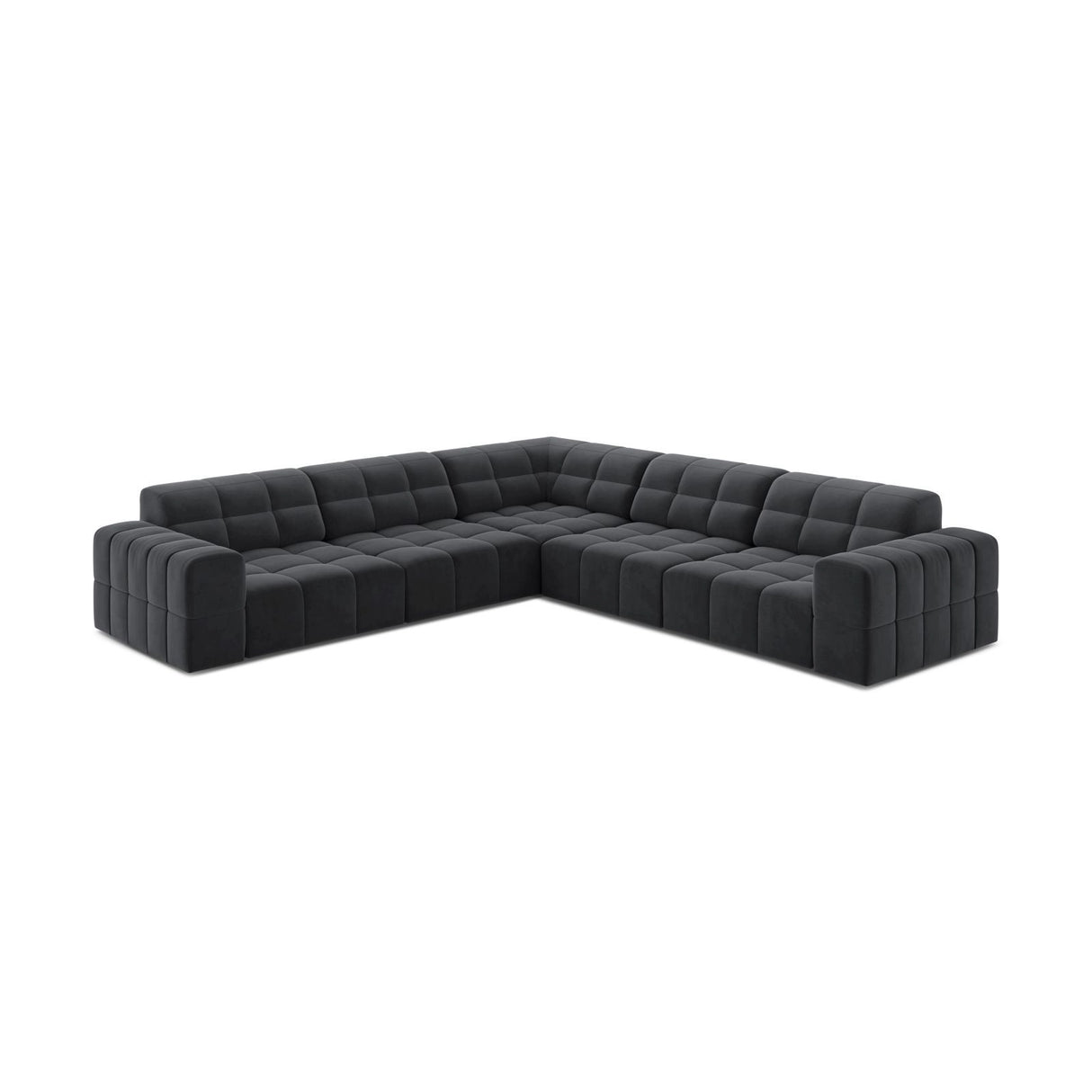 Jennifer 7-Sitzer Ecksofa, Symmetrisch, aus Samt in Grau (Bluvel 14), 285x285 cm von Micadoni – Bild 3