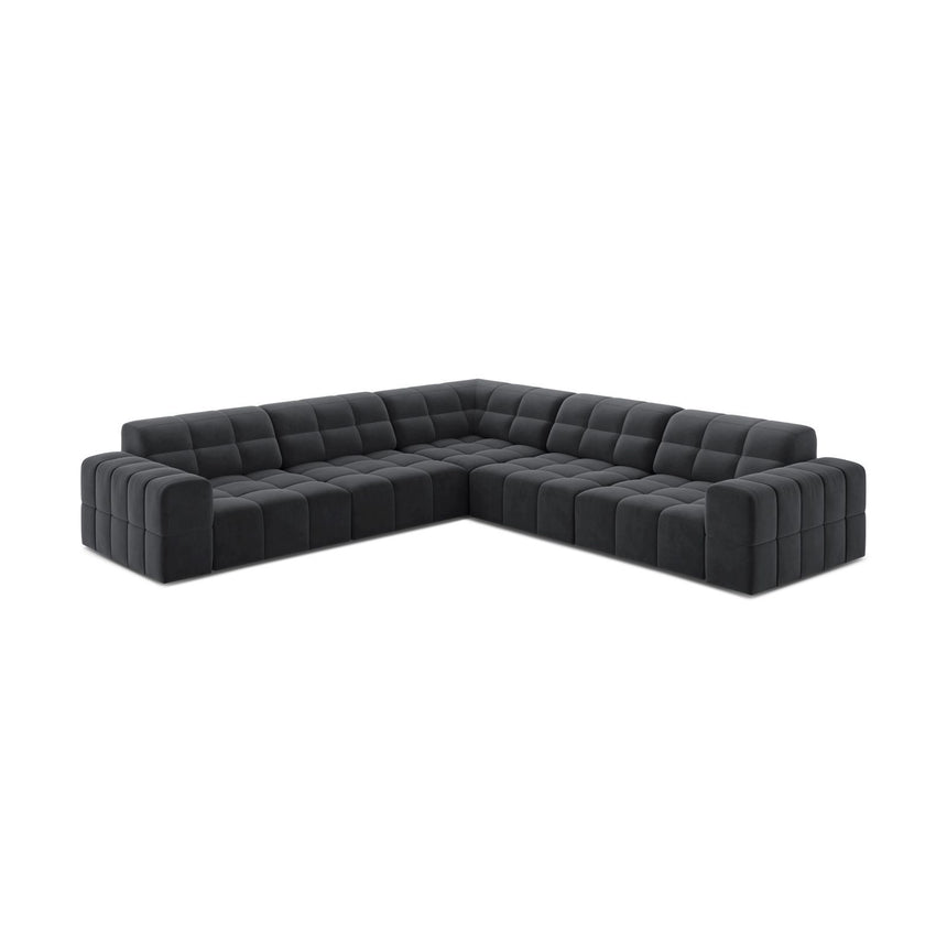 Jennifer 7-Sitzer Ecksofa, Symmetrisch, aus Samt in Grau (Bluvel 14), 285x285 cm von Micadoni – Bild 3