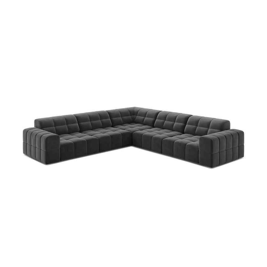 Jennifer 7-Sitzer Ecksofa, Symmetrisch, aus Samt in Grau (Venus 2930), 285x285 cm von Micadoni – Bild 3